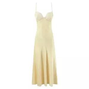 픽토 여성 원피스 여름 새틴 나시 옐로 레이스 슬림핏 롱스커트 젠2