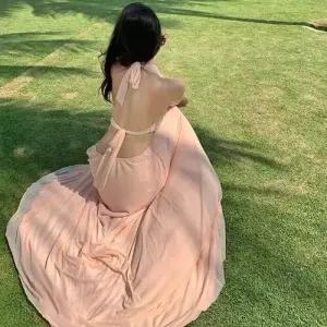 픽토 여성용 원피스 바캉스 롱스커트 펀칭 슬리퍼 홀터넥 비치 몰로 드레스 레이스 젠1