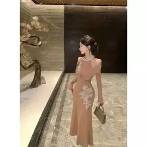 픽토 여친 원피스 투피스 페이크 긴팔 자수 머메이드 레이스 젠1