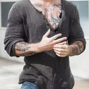 남성용 남자반폴라니트 빅사이즈 니트 스트리트웨어 V넥