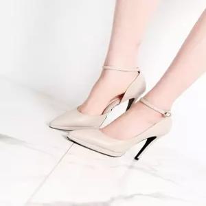 [라운슈]뾰족코 발목 스트랩 슬링백 샌들힐 10cm