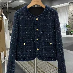 고급 네이비 트위드자켓 블루 코디 오리털 패션 트위드