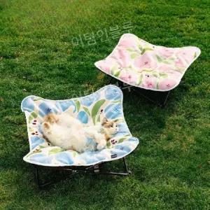 강아지 고양이 야외 블루 캠핑 쇼파 접이식 의자 여행