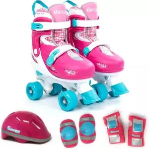 보호 장비를 착용한 소녀와 소년을 위한 시카고 롤러 스케이트 헬멧 무릎 보호대 및 손목 내구성 있는 최고