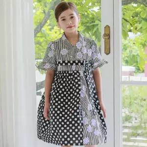 [보리보리/하랑한복]하랑한복 보니뎅이 면 생활 한복 아동 도트 치마 여아