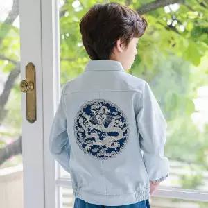 [보리보리/하랑한복]하랑한복 청운뎅이 아동 한복 점퍼 공용 블루 자수 간