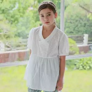 [보리보리/하랑한복]하랑한복 두나뎅이 여아 생활한복 화이트 레이스 반팔