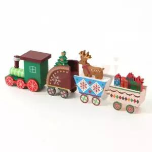 크리스마스 원목 기차 미니어쳐