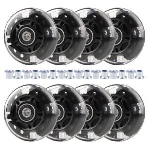 및 청소년 초보자를 위한 휠구 8개 인라인 스케이트 휠 리드 라이트 업 64/70/72/76/80MM W / 부싱 85-88A (블랙 70MM)