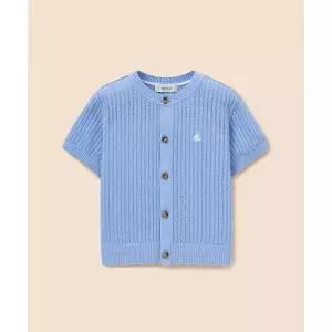 빈폴 키즈 BEANPOLE KIDS 솔솔니트 반소매 면 크로쉐 라운드 가디건 카디건 스카이 블루 BI645AU01Q 386744