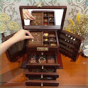 코드 자물쇠 주얼리 수납함 원목 정교한 항련 반지 귀걸이 앤티크 핸드메이드