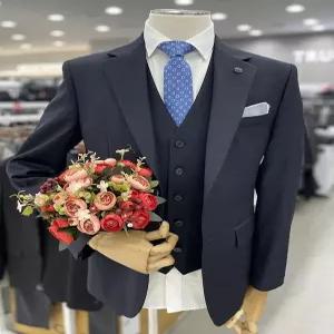 [트루젠]남자 기본 남색 네이비 정장 조끼 양복 세트 3피스 정장 / 정장 베스트 포함