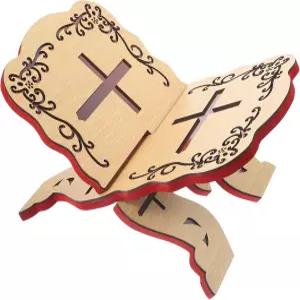 오피탁스 꾸란 책장 10.03X8.85X7.08인치 접이식 나무 독서대 책꽂이로 장식 패턴과 각도 조절이 가능한 홈