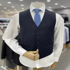 [트루젠]남자 3계절 울 혼방 네이비 기본 정장 베스트 양복 정장 조끼 베스트 - 턱시