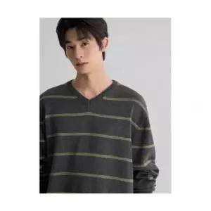 8SECONDS 스트라이프 브이넥 니트 풀오버 애쉬 110058