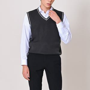 남자 니트 조끼 슬림 핏 라인 브이넥 정장 코디 직장인 남성 패션 V넥 선물 베스트 학생 / 다크그레이