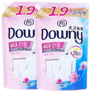 다우니 실내건조 플로럴 프레시 리필 1.35L 2개 , 고농축 섬유유연제 리필
