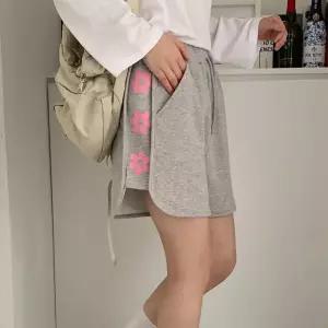 여자 모양 SS 캐쥬얼 면원단 스웨터 고무줄 꽃무늬 반바지