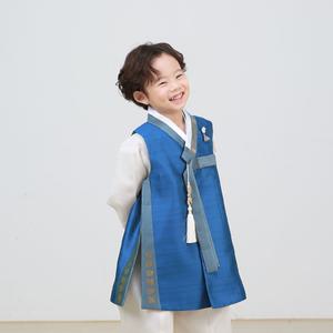 [한설한복]한설한복H5705 남아한복 시작의계절 블루 금박 아동 주니어한복[1세-12세]