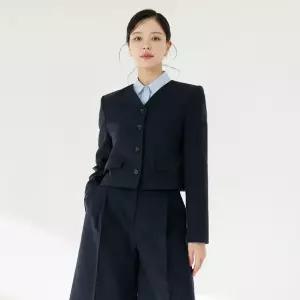 XL까지) 바센드 노카라 브이넥 포켓 자켓 봄 가을 오피스룩 하객룩 데이트룩 모임룩 미시룩 빅사이즈