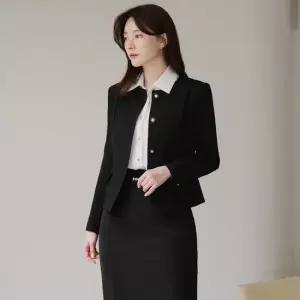 XXL까지) 라시앙 라운드넥 심플 포켓 자켓 봄 가을 오피스 하객룩 데이트 모임 미시 빅사이즈