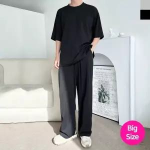 블레오 남성 여름 츄리닝 빅사이즈 반팔 티셔츠 와이드 밴딩 바지 세트