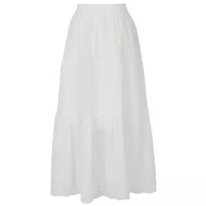 3단캉캉펀칭 면레이스 밴딩롱스커트 아사면 화이트 보헤미안 러블리치마