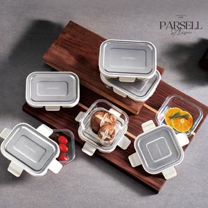 파르셀 글라스 밀폐용기 304스텐 커버 내열유리 6종세트