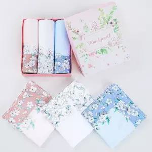 몽피 여성 손수건 꽃무늬 3종 세트