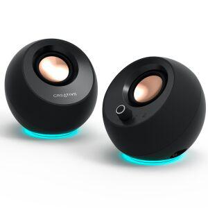 크리에이티브 PEBBLE PRO BLACK RGB 스피커 (USB-C/블루투스/AUX 지원)