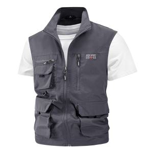 JEEP SPIRIT 봄 가을 남성용 야외 조끼 통기성 스포츠 다중 포켓 작업복 조끼