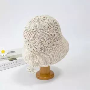 [옷자락]여자 수제 SS 버킷햇 뜨개 꽃무늬 모자