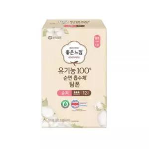 좋은느낌 유기농 순면 탐폰 생리대 체내형 슈퍼 12개