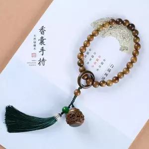 침향팔찌 UMQ 내추럴 그린 샌들우드 향 주머니 핸드 스트링 할로우 연꽃 러닝 링 태슬 올매치 나무 팔찌