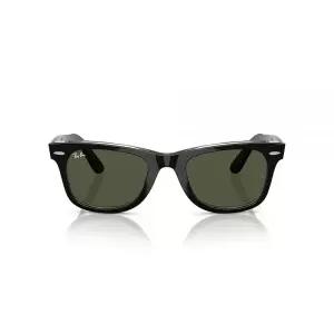 Ray-Ban RB2140F 오리지널 Wayfarer 로우 브릿지 핏 선글라스, 블랙/투명/그린, 52mm