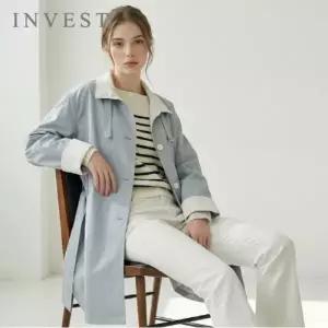 [인베스트] 오픈 카라 배색 하프 트렌치 코트_IN6S1CT1501