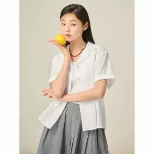 [빈폴레이디스] 레이스 오픈 칼라 루즈핏 셔츠  화이트 (BF5465C061)