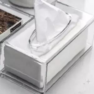 투명 사각형 각티슈 보관함 욕실용 화장대 거실 테이블 휴지케이스 인테리어 소품