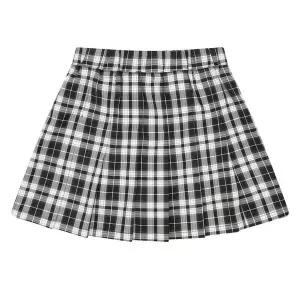 [에꼴리에] 여아 밴딩 체크 패턴 플리츠 스커트 24A5851_BK [P003782835]