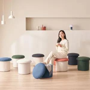 일마레하우스 레아 부클레 화장대의자 원형 수납형 스툴 4colors