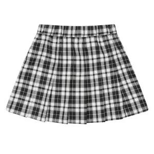 에꼴리에 여아 밴딩 체크 패턴 플리츠 스커트 24A5851_BK