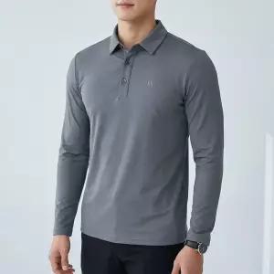 김영주 골프 남성 사방스판 아이스 냉감 긴팔 등산 티셔츠 그리드 카라 1120