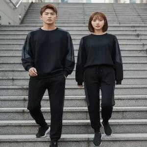 J2K 남녀공용 커플 봄 트레이닝 런닝복 체육복 운동 맨투맨 트랙 팬츠 셋업 세트