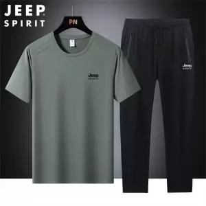 JEEP SPIRIT 남성 여름 트레이닝 세트 반팔 티셔츠 긴바지 쿨링 운동복 데일리 세트