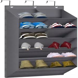 9개의 깊은 주머니가 있는 옷장용 신발 정리함 도어 신발장 위 좁은 기숙사 RV 보관용 홀더 회색