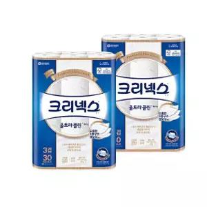 크리넥스 3겹 울트라클린 화이트 25MX30롤 2팩 화장지 휴지
