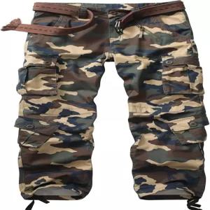 아카미 남성 카모 카고 작업 바지 면 군용 캐주얼 전술 전투 멀티 포켓