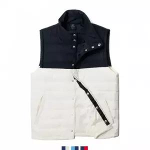 배색 하이넥 경량 패딩조끼