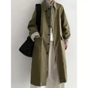 볼사스 여성 하프 가을 가을코트 칼라 트렌치 체크 코트 ADOR3