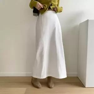 [다잇템] 여성 코튼 내추럴 백밴딩 소재 하이웨스트 롱스커트